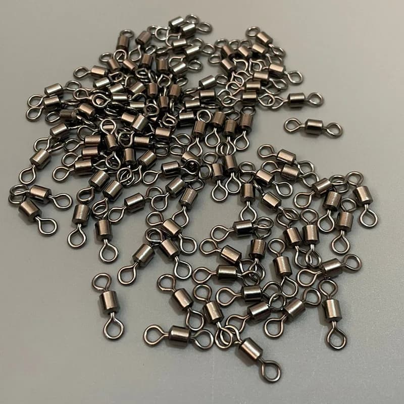 100 émerillons à roulement inox pour pêche à la carpe - Connecteurs solides pour leurres et hameçons