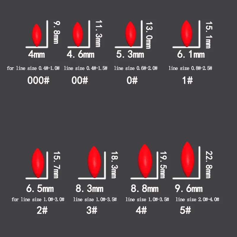5 packs flotteurs 7 étoiles rouges A573 - mini flotteurs ovales connecteurs accessoire pêche