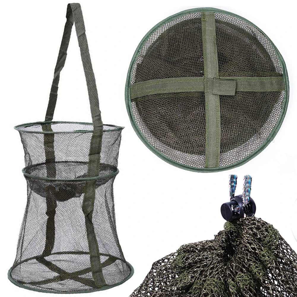 Filet de pêche pliable en forme de cage ronde, épuisette de débarquement pliante pour accessoires pêche