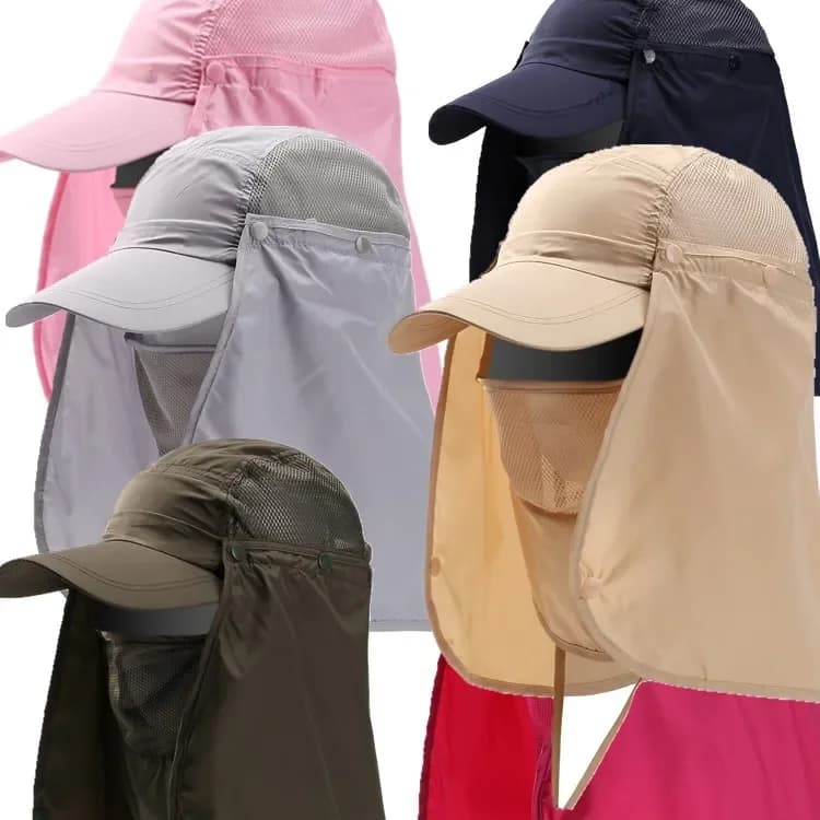 Chapeau de pêche anti-UV respirant imperméable pour homme et femme avec protection faciale intégrale