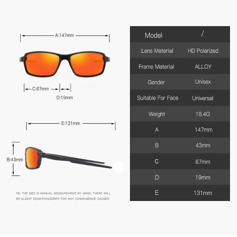 Lunettes de soleil polarisées carrées hommes - Conduite et pêche sportive UV400 voyage
