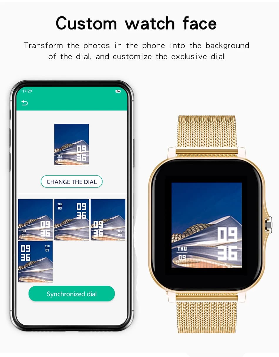 Smartwatch Android 1.44" écran couleur avec monitoring oxygène - Montre pêche connectée 2023