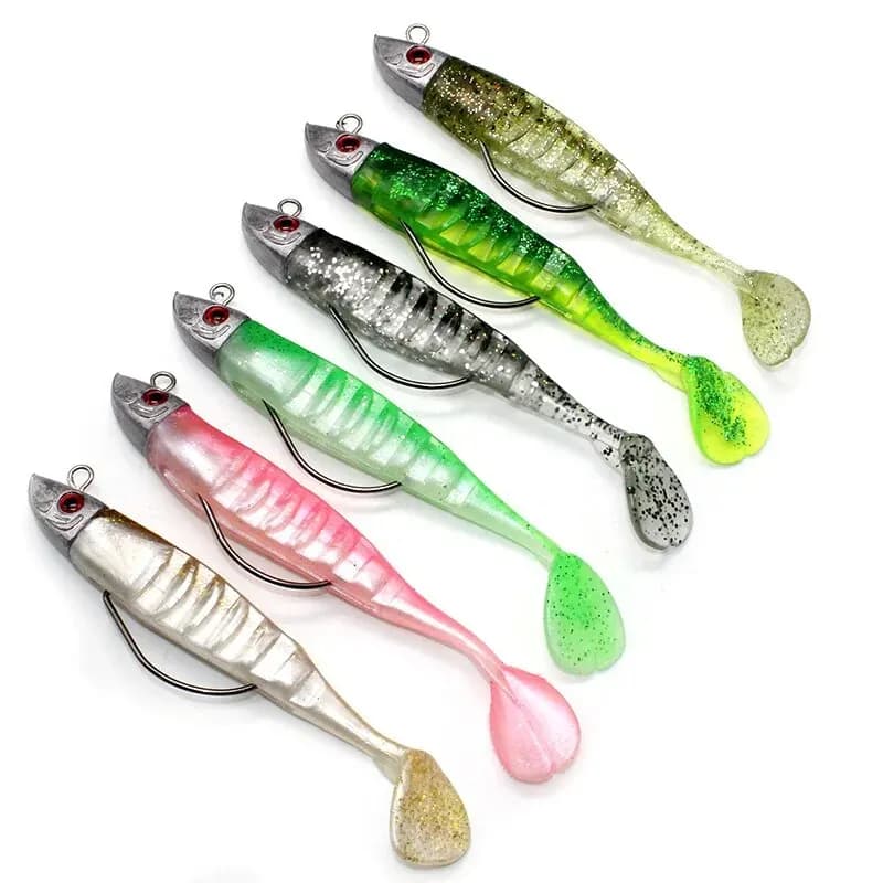 Leurre souple T Tail 10cm 15.5g et 13cm 26g avec tête plombée et hameçon barbelé pour la pêche