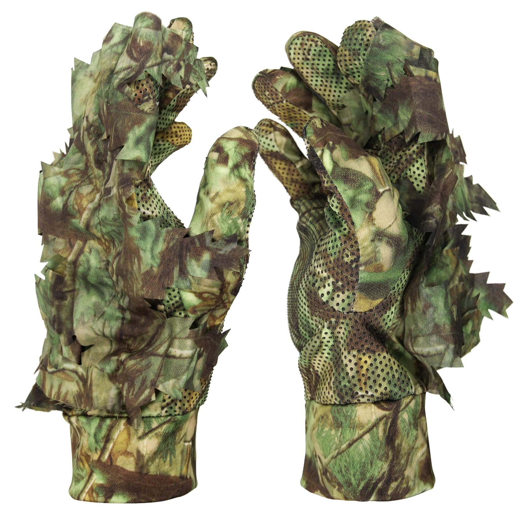 Gants camouflage 3D feuilles GUGULUZA doigts complets confortable antidérapant durable chasse pêche