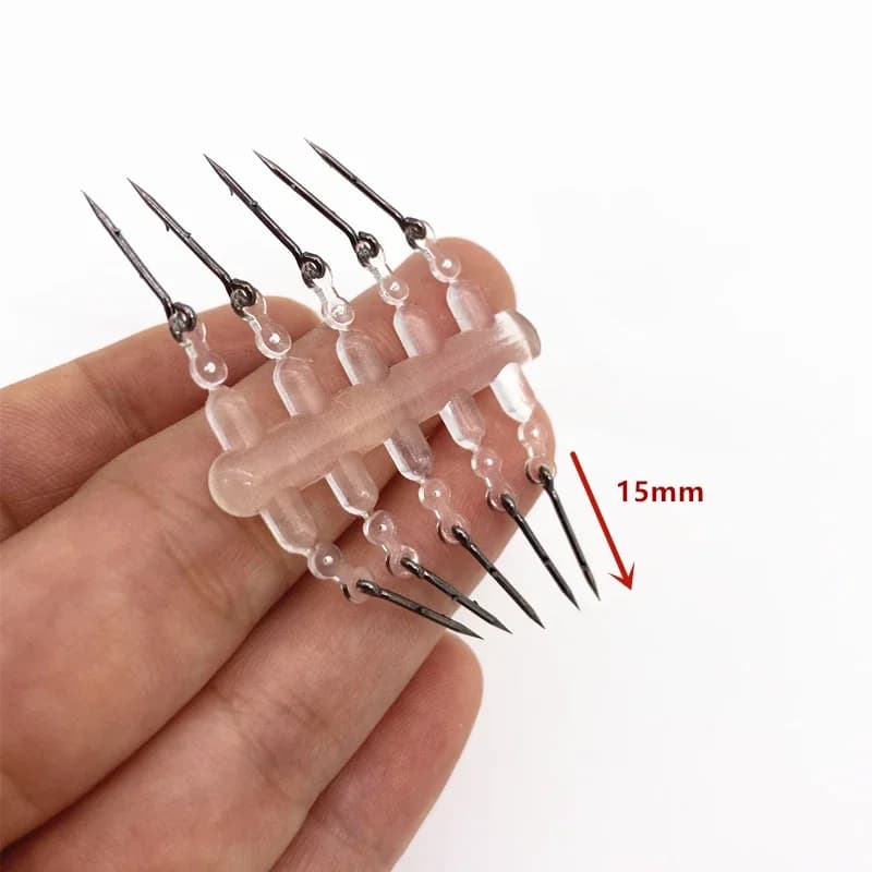 Pointe métallique pour appâts carpe - Spike droit avec élastique transparent et montage Ronnie rig
