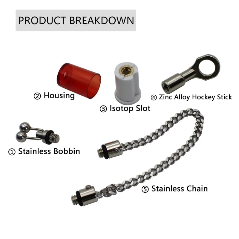 Accessoires pêche carpe : bobine nylon, alarme indicateur, clip ligne pour montage terminal