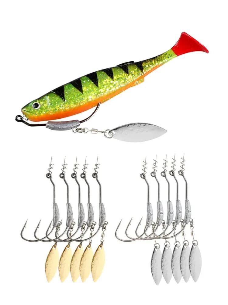 Hameçons jig head 2G 3G 4G avec épingle rotative pour leurres souples - 10 pièces acier carbone