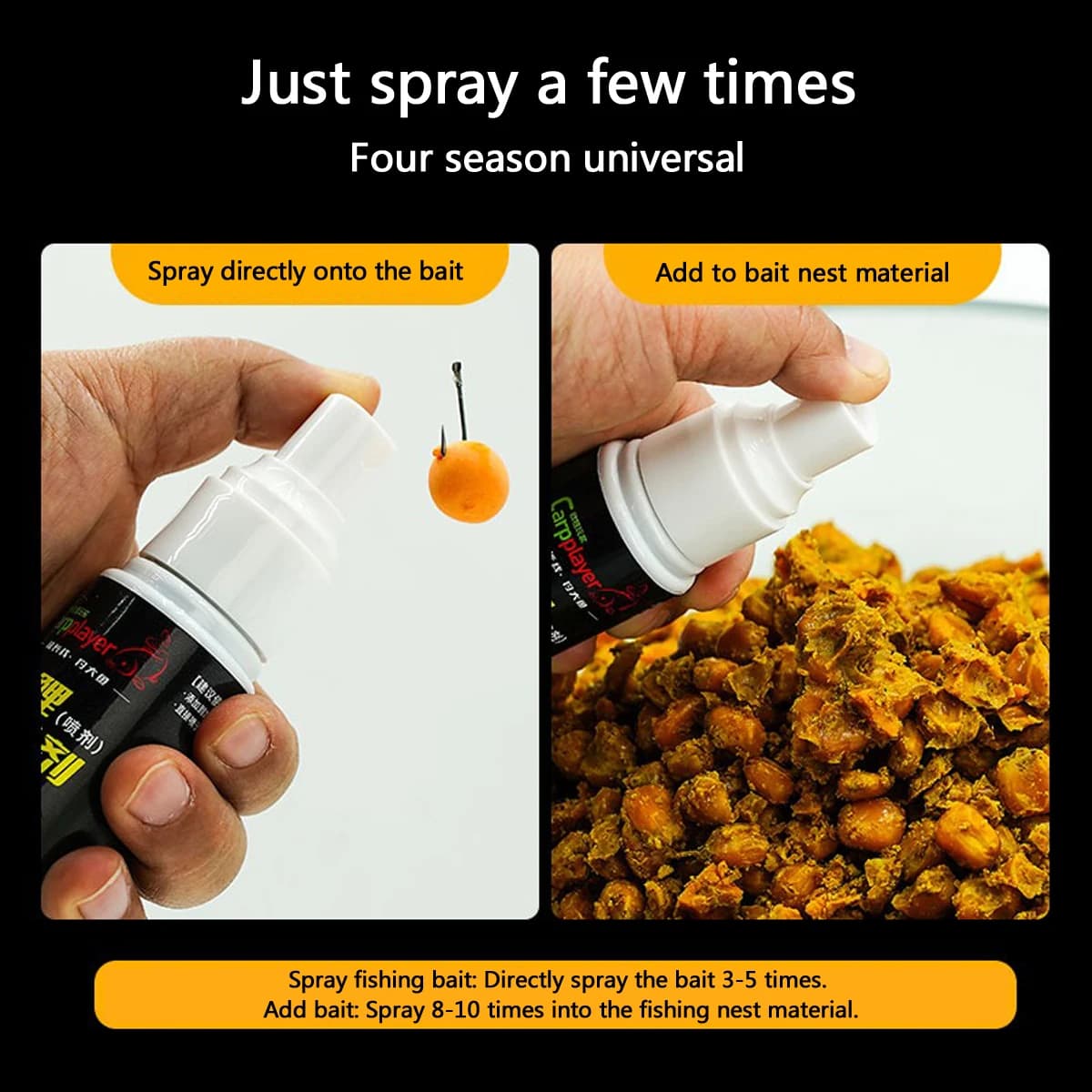 Spray attractant appâts 50ml parfum sucré toutes saisons pour grosses carpes silures