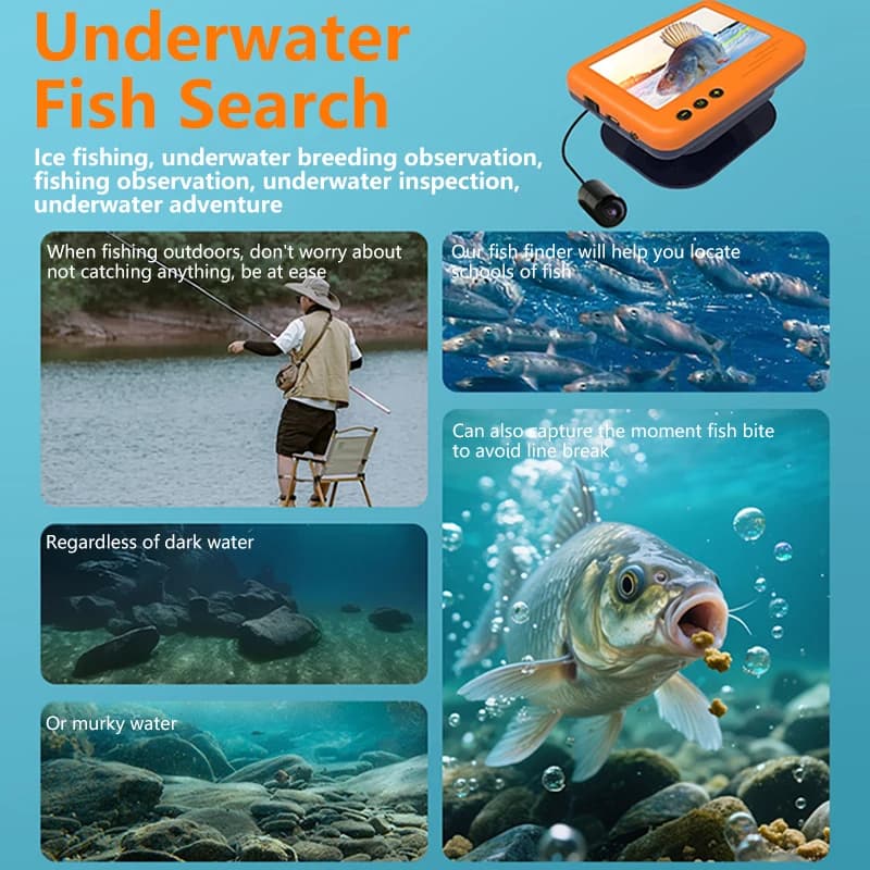 Caméra de pêche sous-marine 4.3 pouces LCD avec vision nocturne 15m câble noir pour pêche sur glace