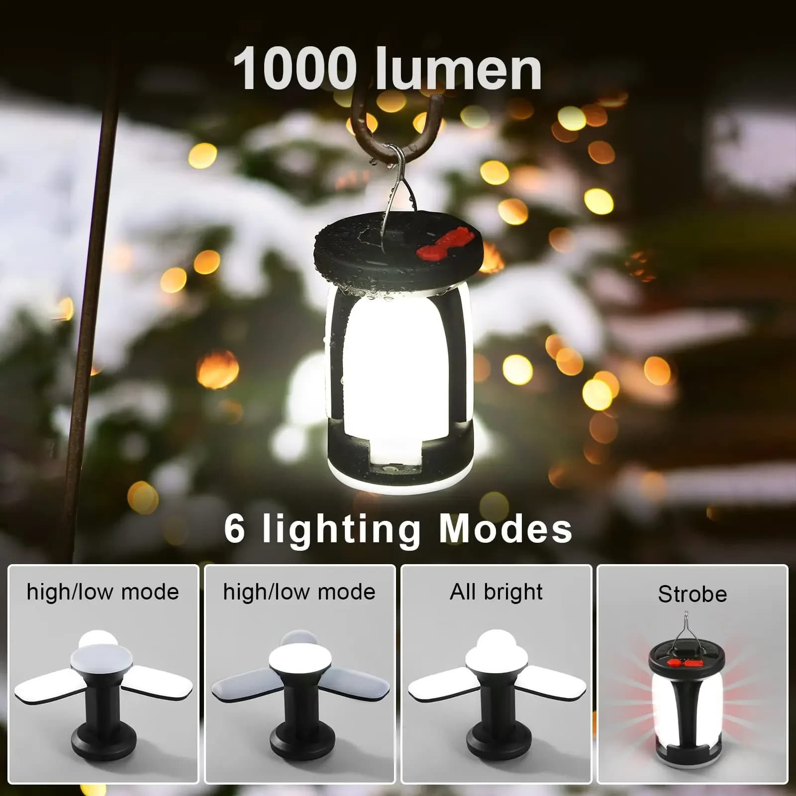 Lampe solaire rechargeable NEWBIRTH 1000LM 4500mAh power bank pour camping pêche urgence