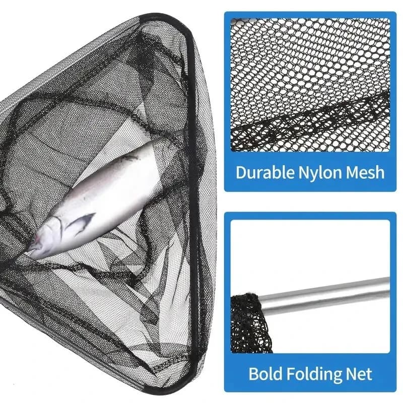 Filet de pêche pliant robuste avec perche télescopique 1,80m ou 2,40m pour kayak, truite, brochet, sandre et carpe