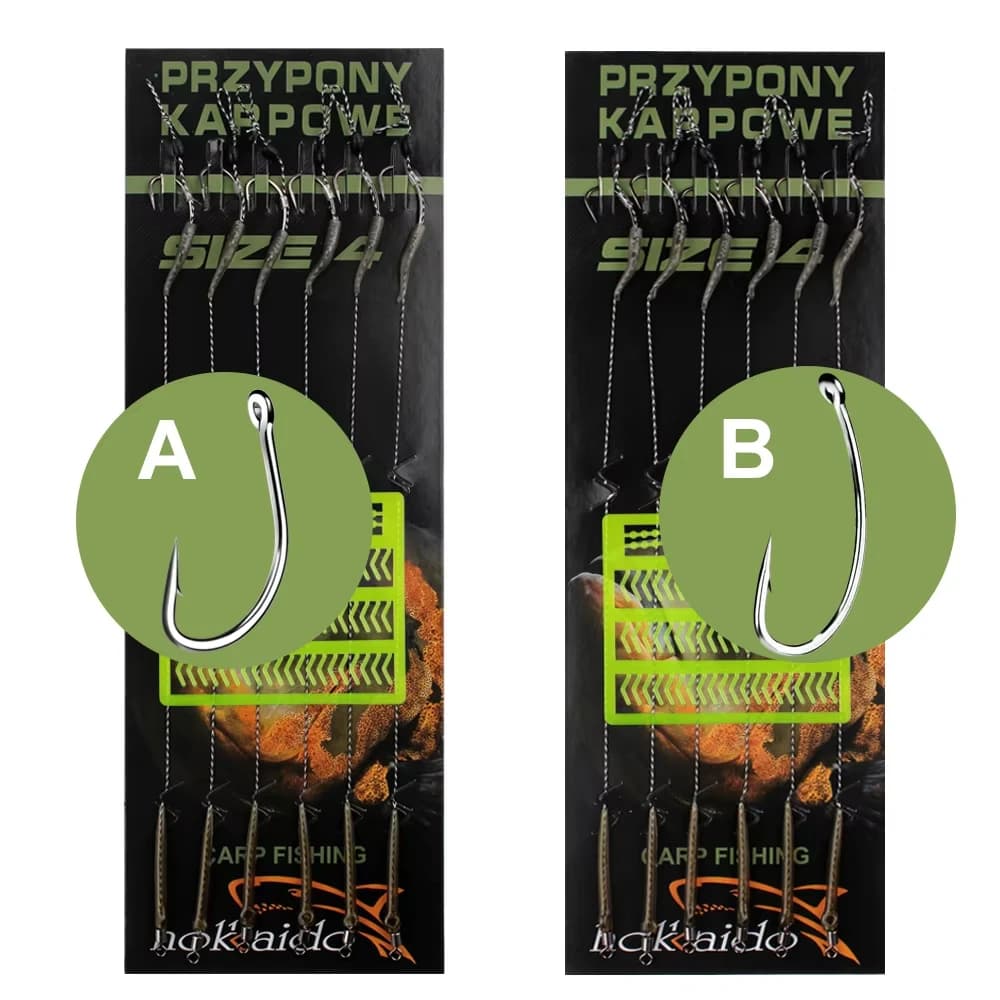Montages carp fishing prêts à pêcher - 6 hair rigs avec ligne pour bouillettes