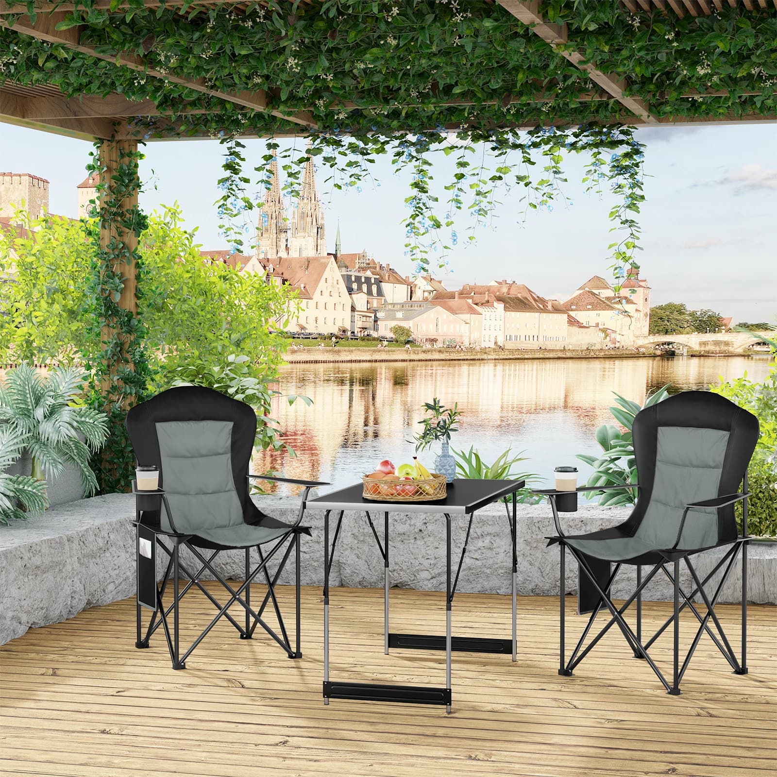 Chaise camping pliable WOLTU légère pêche - Siège poche latérale porte-gobelet jardin terrasse BBQ plage