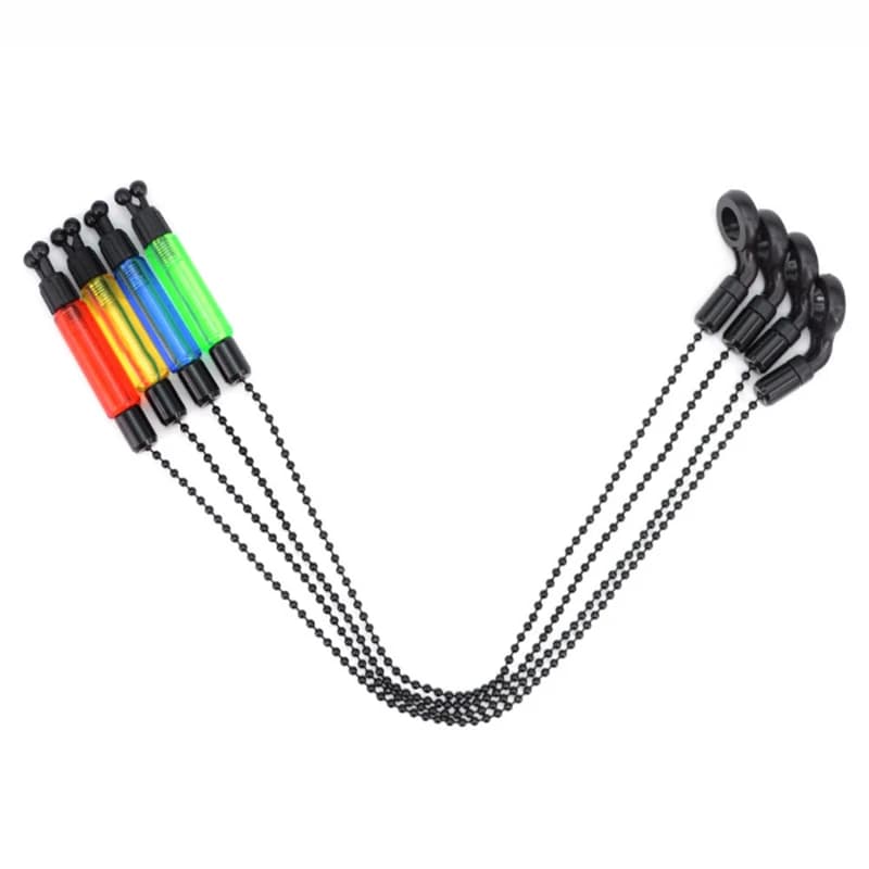 Set alarme de touche carpe avec hangers, bobbins et swingers - Indicateurs chaîne acier 4 couleurs outils pêche