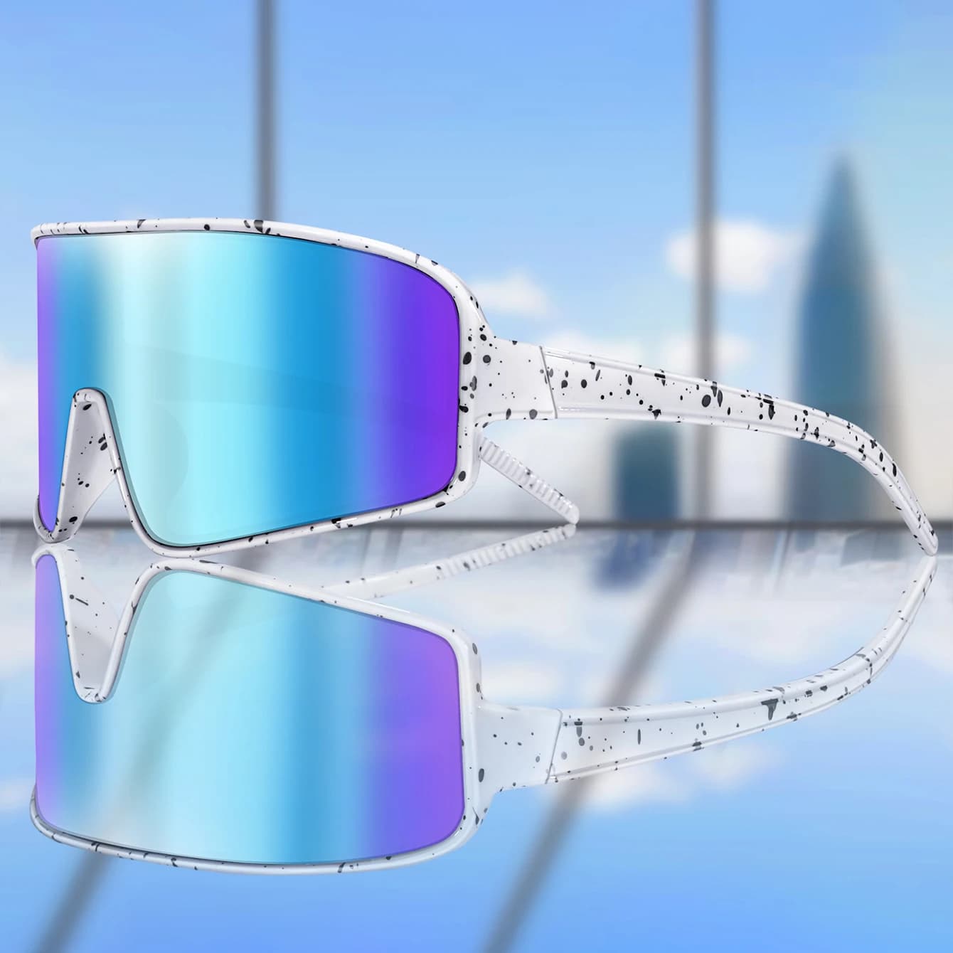 Lunettes sport grandes lentilles vent pêche cyclisme camping protection UV400 vision large