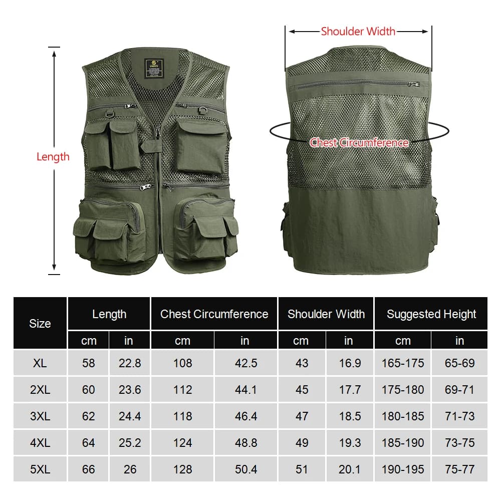 Veste de pêche respirante en mesh avec poches zippées pour activités extérieures été