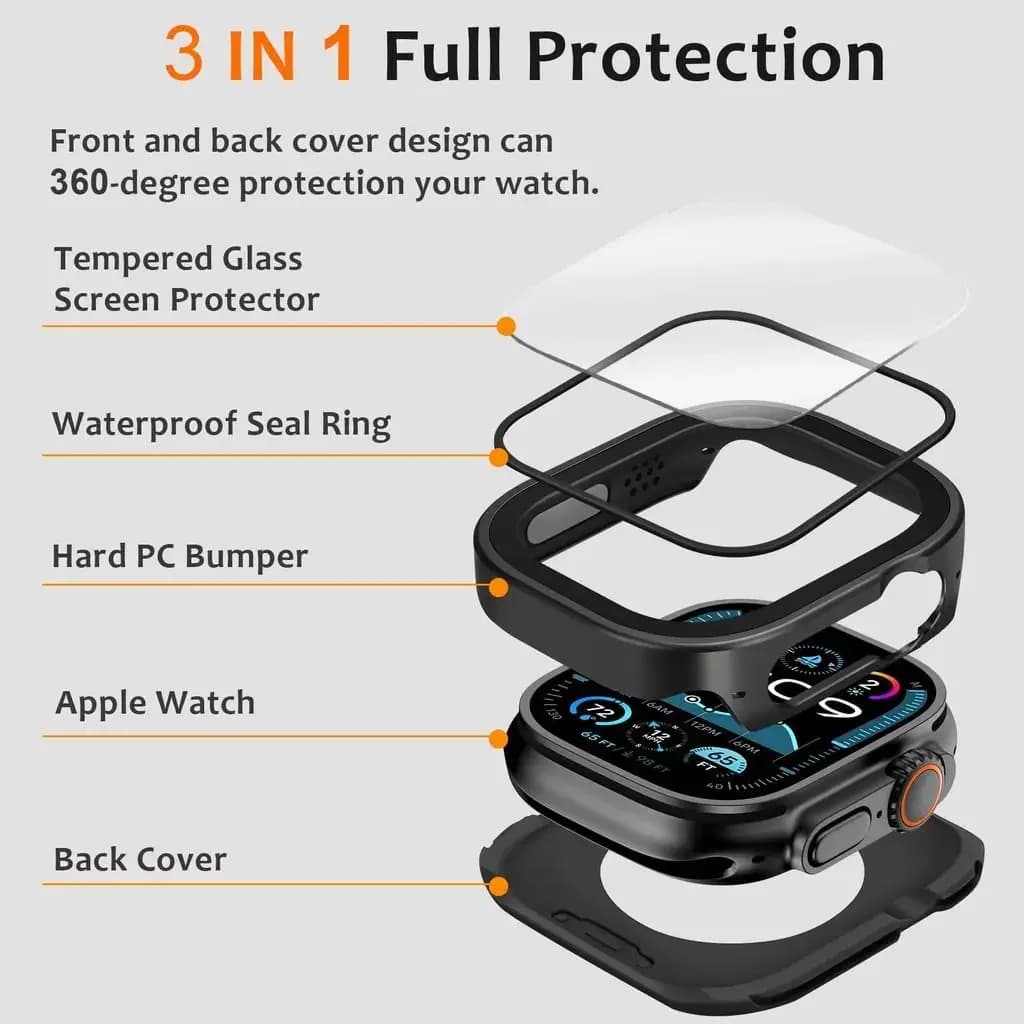 Boîtier étanche aluminium protection totale pour Apple Watch Ultra 3 49mm et modèles 45 44mm