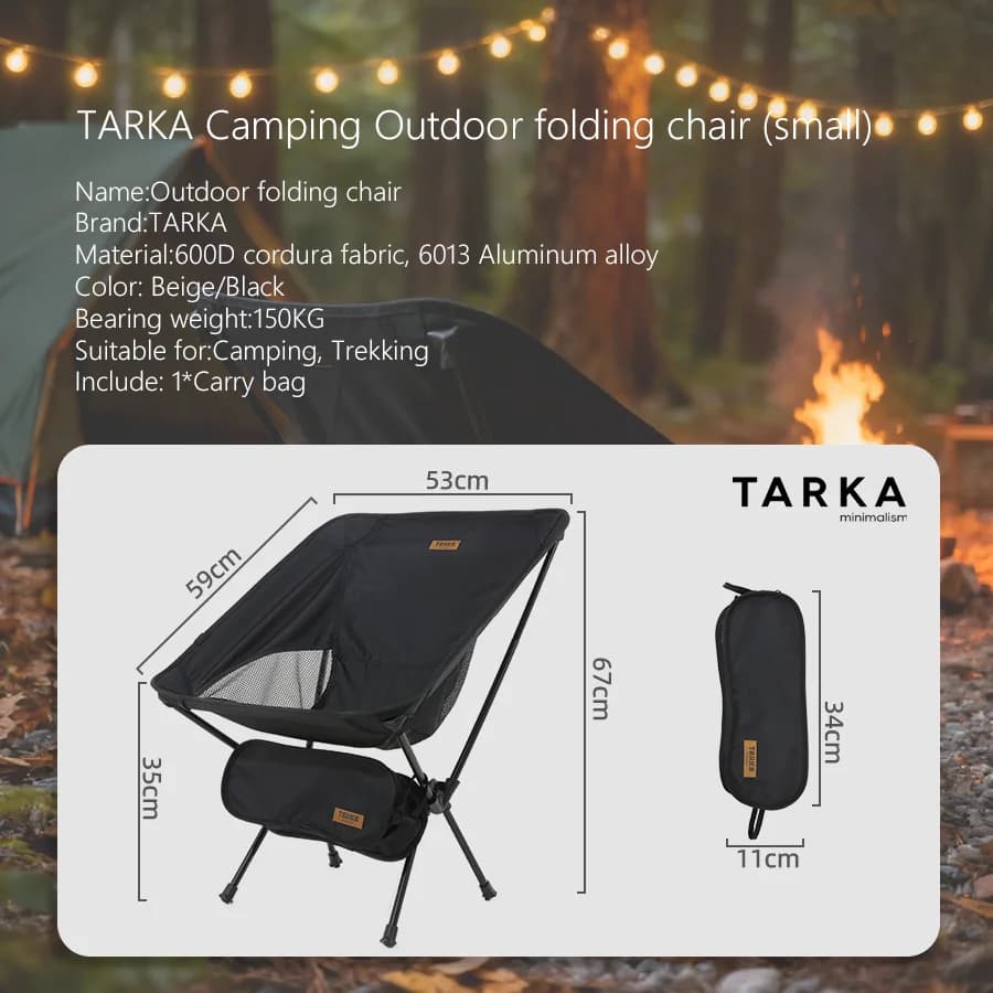 Chaise lune TARKA pliante légère pour pêche, voyage, jardin et fournitures de camping