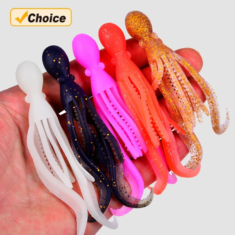 5 leurres souples luminescents Octopus Skirts pour thon et calamar - Jigging et trolling marin
