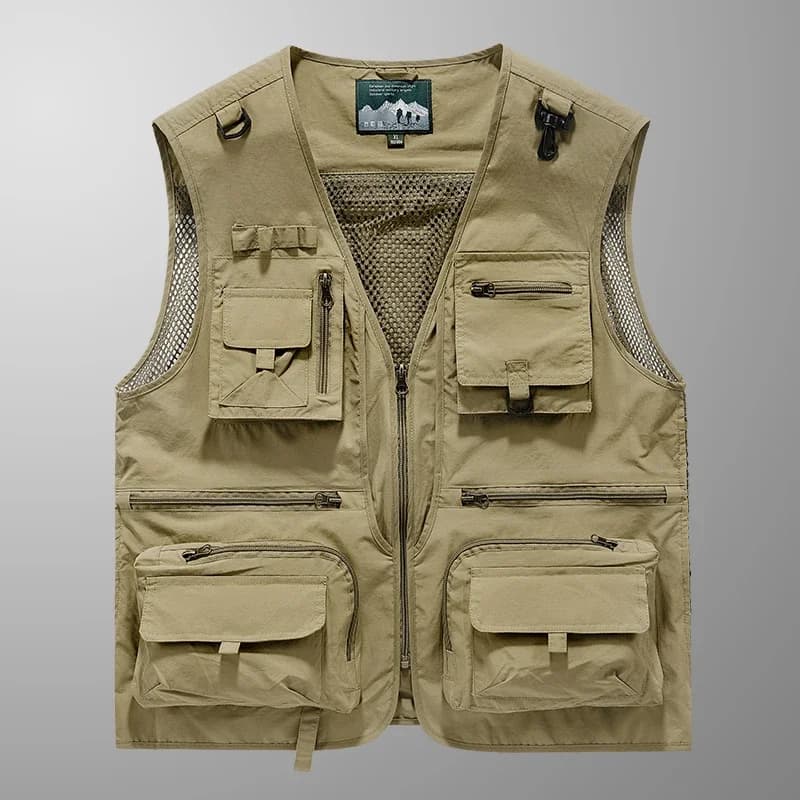 Veste de pêche estivale sans manches pour homme, multifonction avec poches et filet respirant