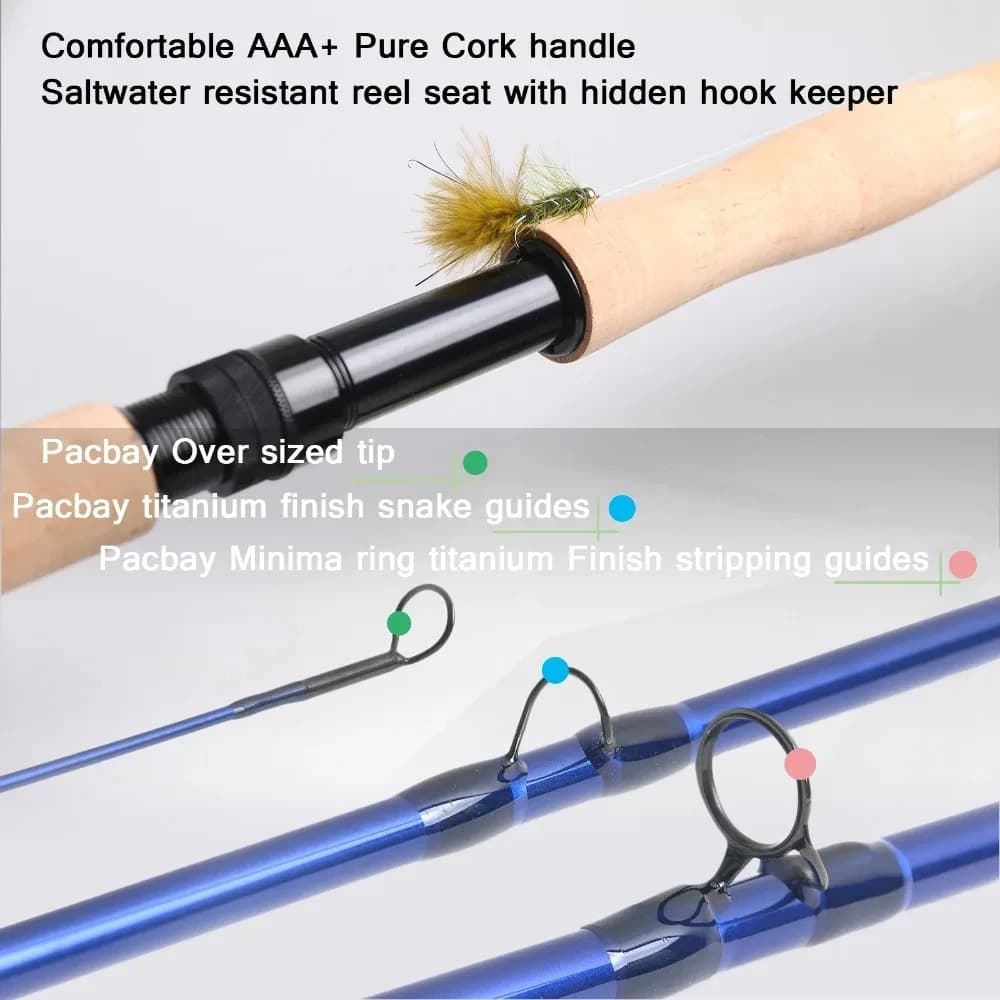 Canne à mouche mer Predator 9FT 30T carbone SK 8-12wt 4 brins pour bar, mulet, truite de mer