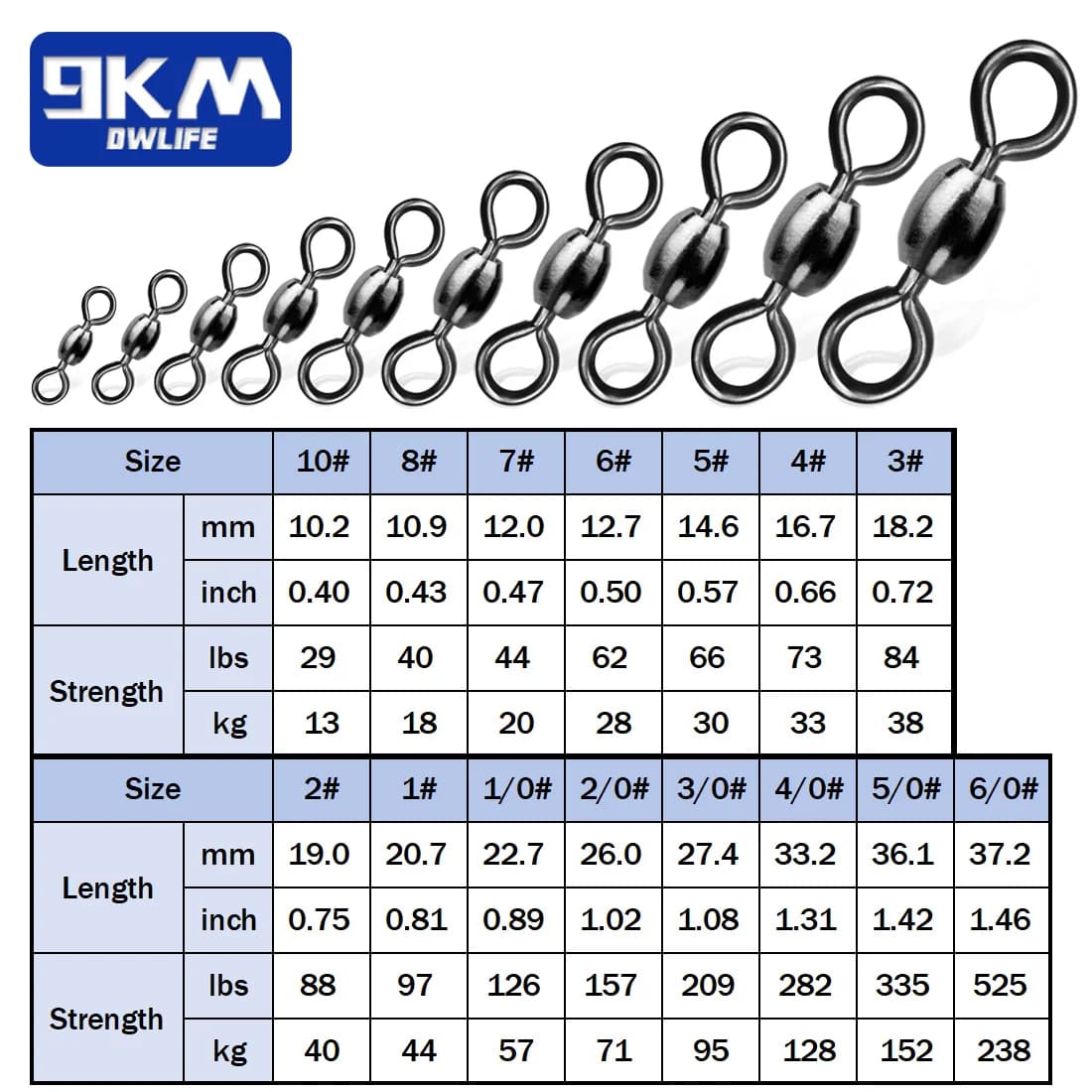 Émerillons Crane 50~200pcs inox et laiton pour pêche mer - Connecteurs ligne rotation anti-torsion