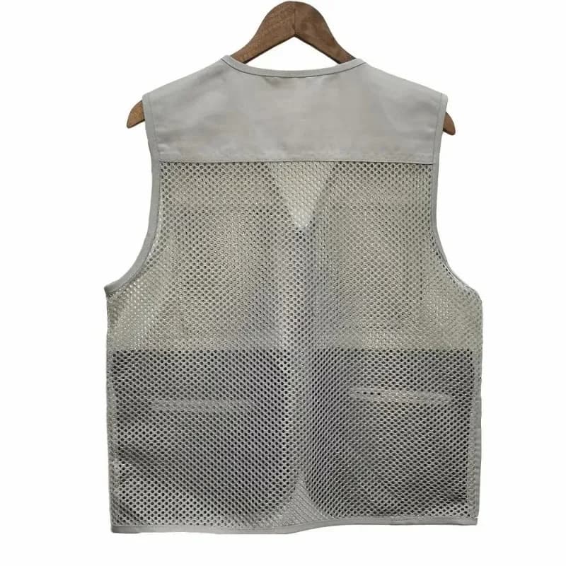 Gilet été léger maille respirant multi-poches pêche voyage camping photo travail pour homme