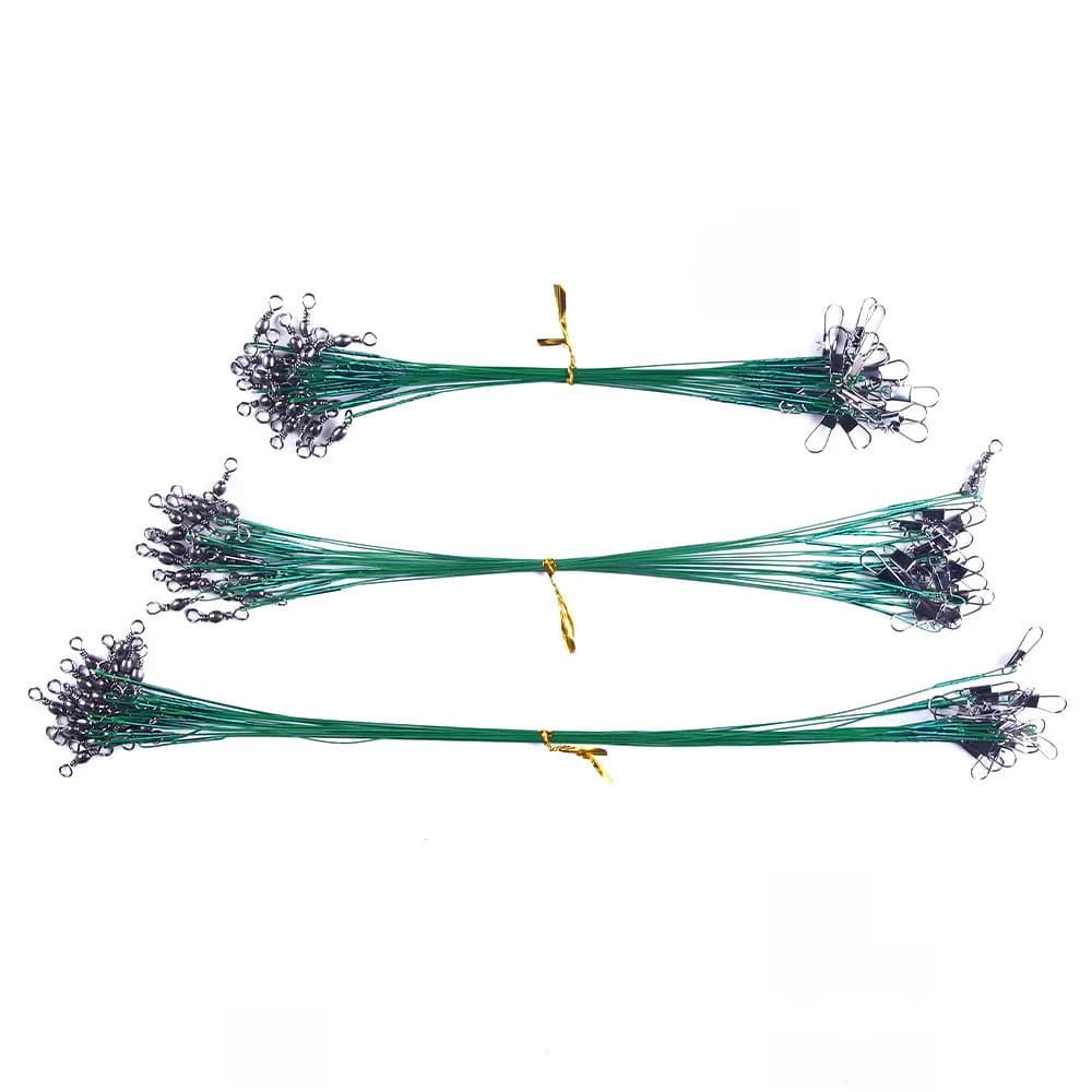 Bas de ligne acier anti-morsure 15-30cm avec émerillon accessoire pêche résistant carnassiers