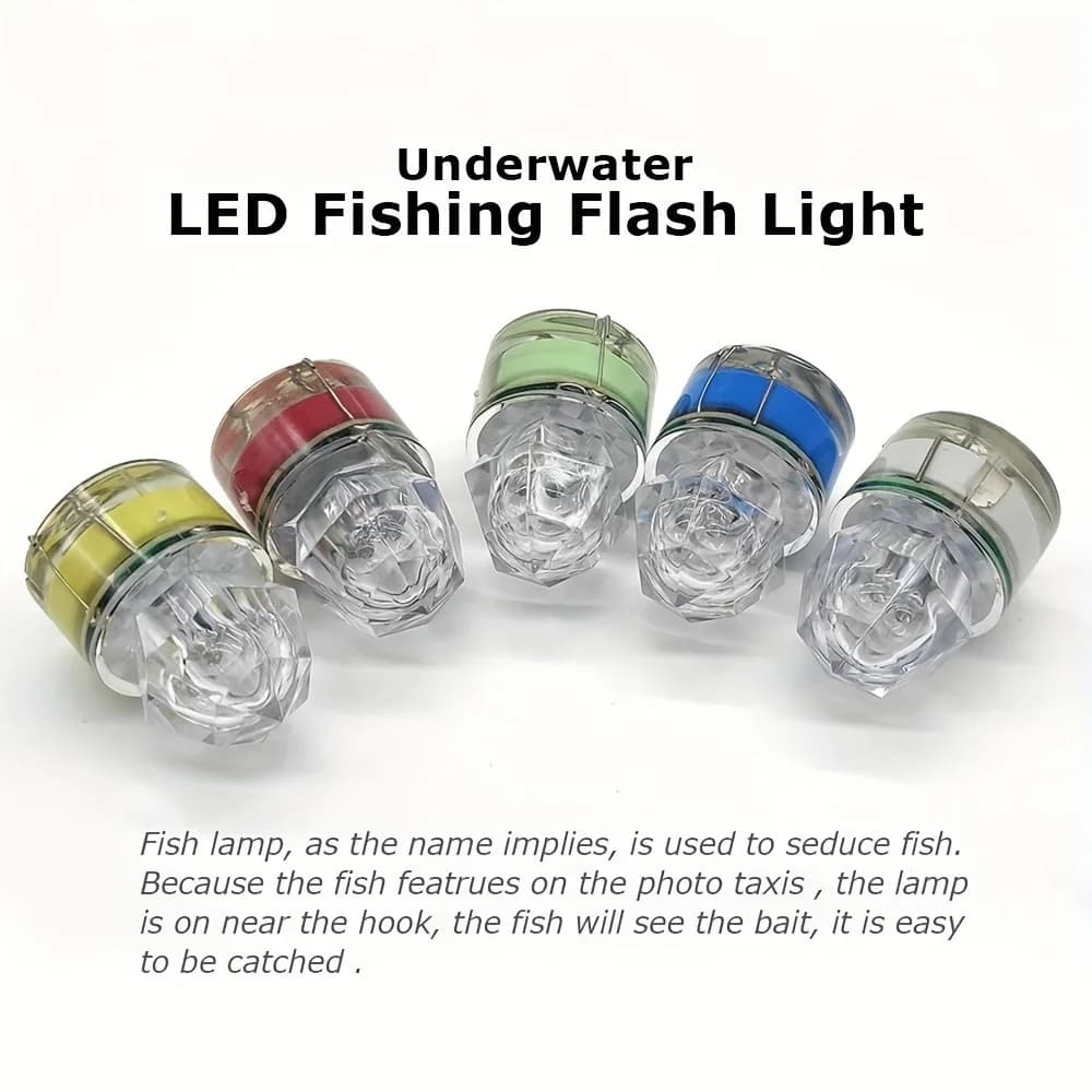 Lot de 10 lampes LED de pêche sous-marine lumineuses - Leurres lumineux colorés pour pêche en mer profonde