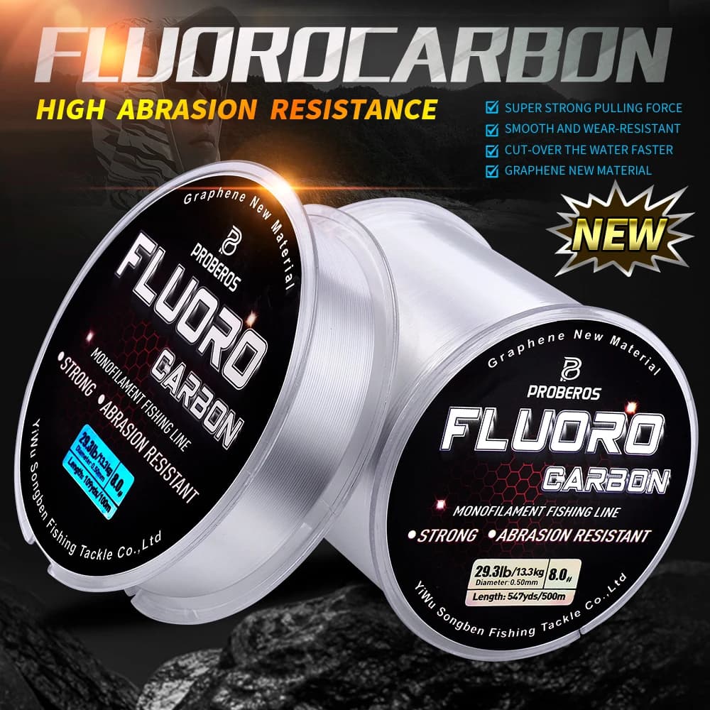 PROBEROS fluorocarbone 300/500m - Fil nylon fibre carbone souple leader coulée pêche mouche