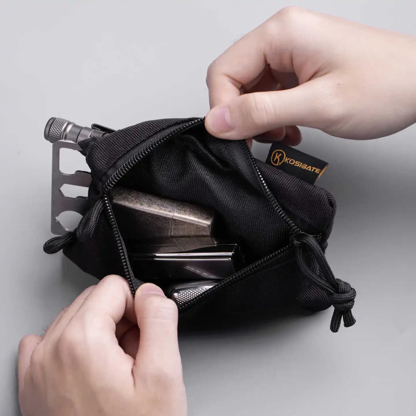 Pochette ceinture tactique Molle EDC compacte - Organisation clés cartes pour pêcheur outdoor