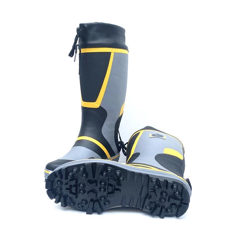 Chaussures de pêche étanches avec semelle à crampons acier - Bottes caoutchouc homme femme pour pêche en rivière