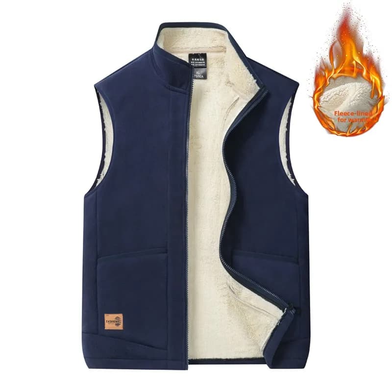 Veste sans manches homme col montant chaude en coton pour l'automne et l'hiver taille grande
