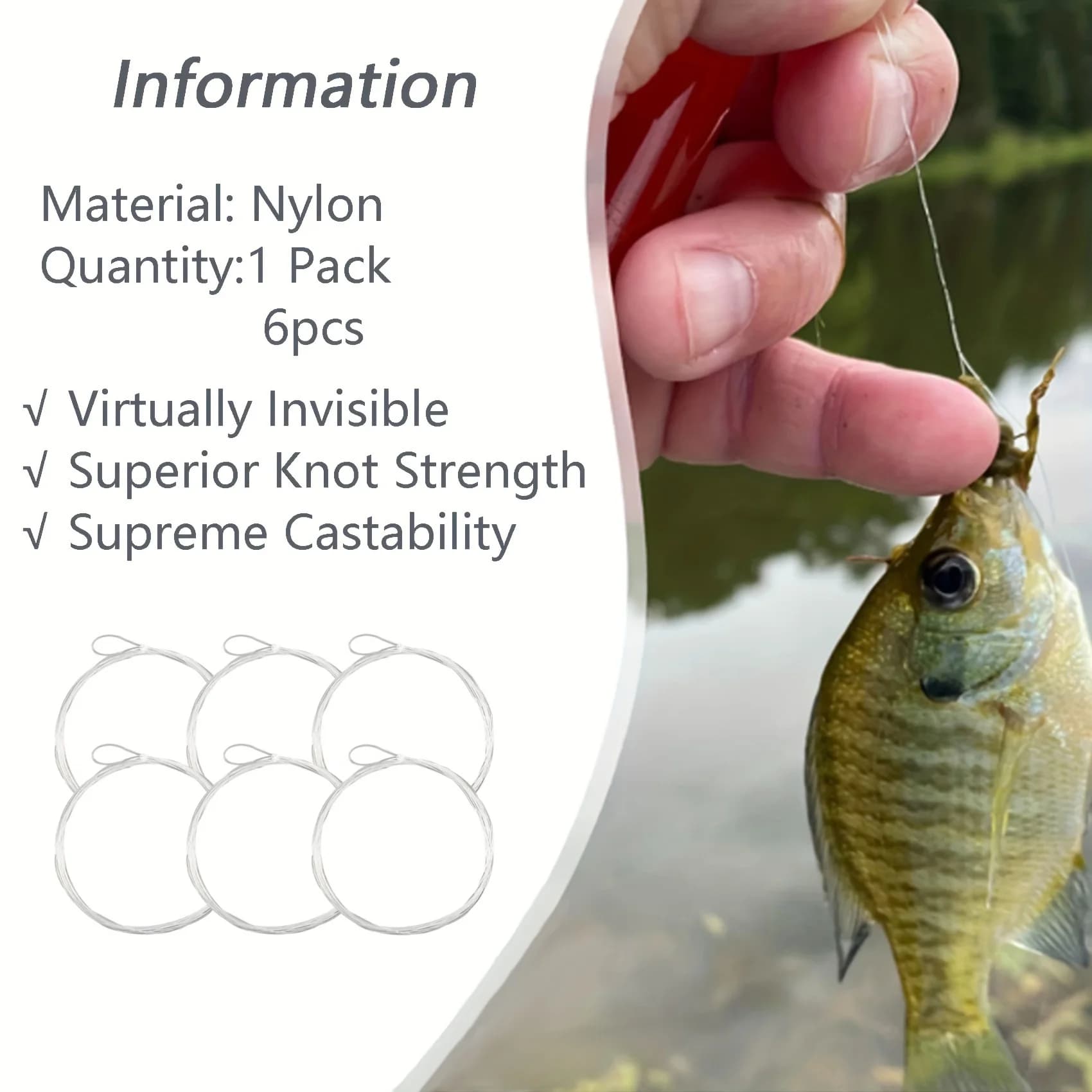 Ligne de tête de pêche à la mouche Aventik, bas de ligne nylon pré-noué avec boucle,