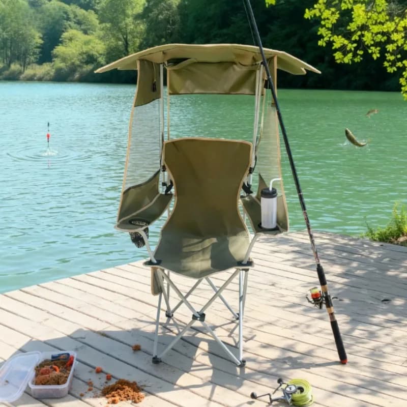 Chaise pliante avec auvent ombrage pour pêche plage camping et loisirs extérieurs