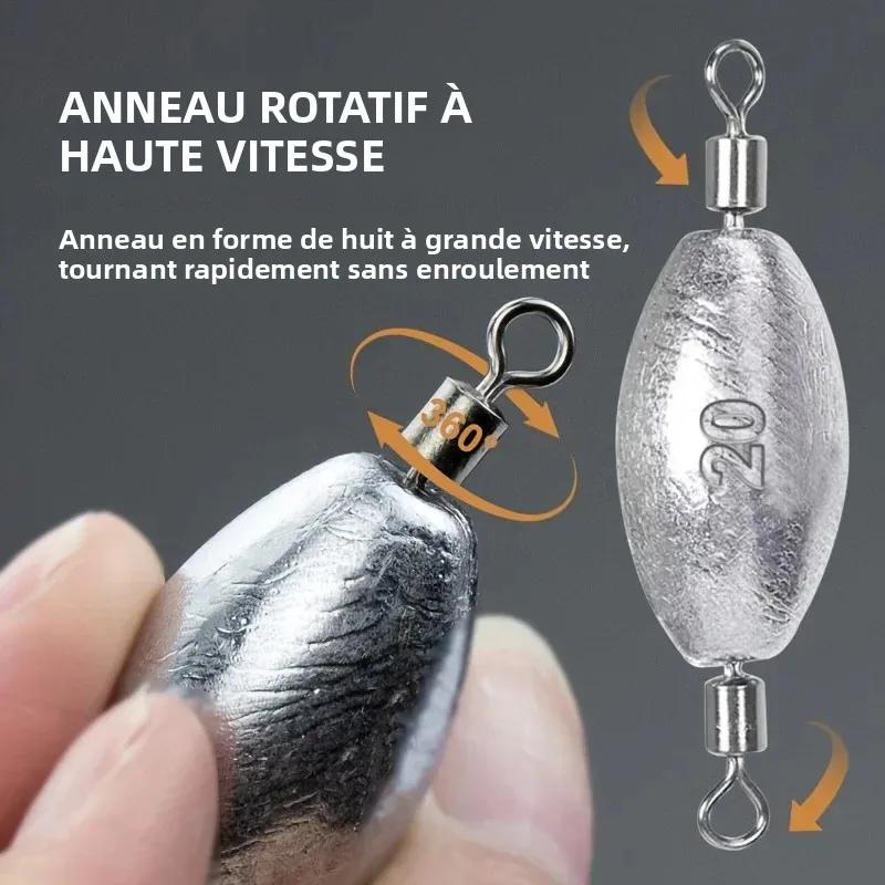 Plombs de pêche olivette plombée avec double émerillon pour pêche en traîne et ligne
