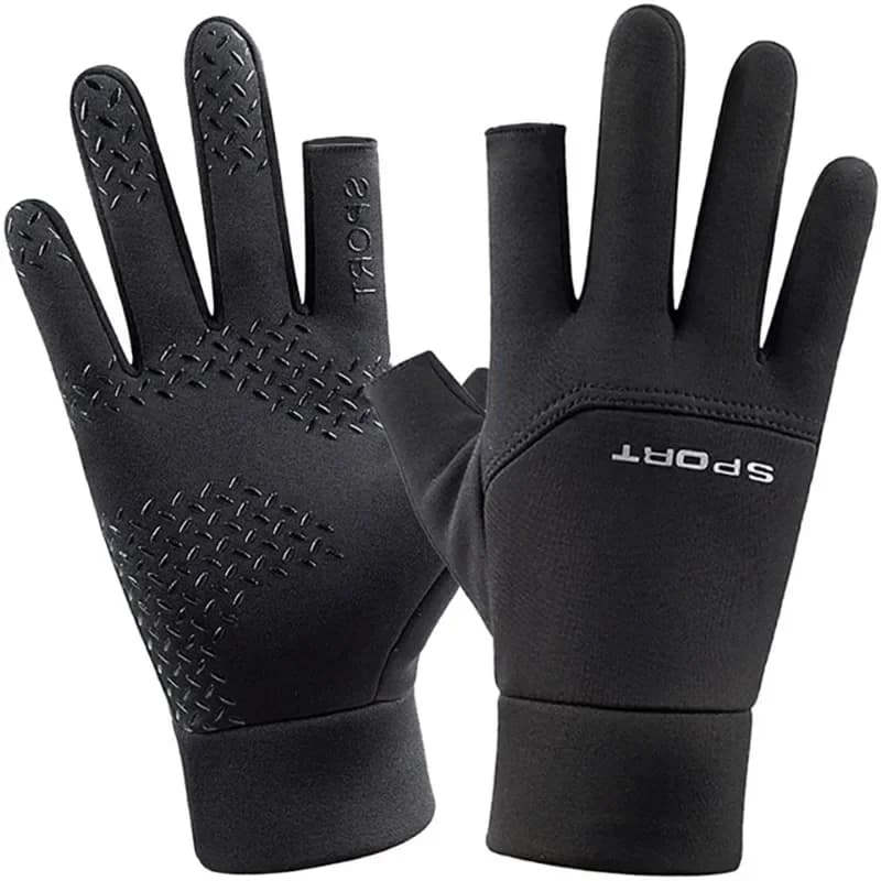 Gants pêche hiver homme femme chauds anti-dérapant écran tactile deux doigts coupés