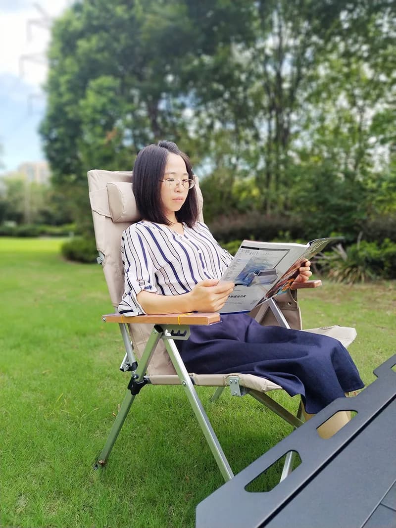 Chaise camping Lohascamping 5 vitesses dossier réglable - Banc relaxation alliage aluminium pliant extérieur