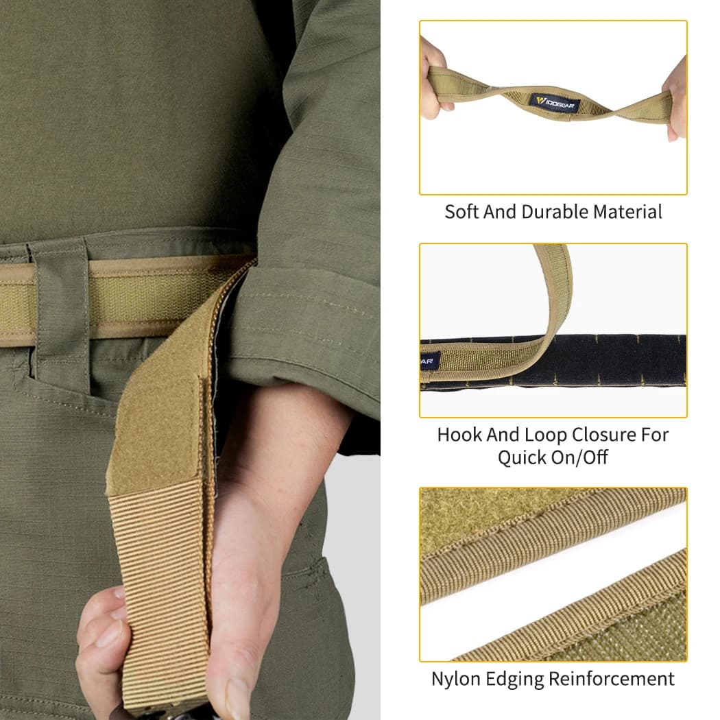 Ceinture intérieure tactique IDOGEAR 1.7" avec crochet liner pour ceinture de pêche professionnelle