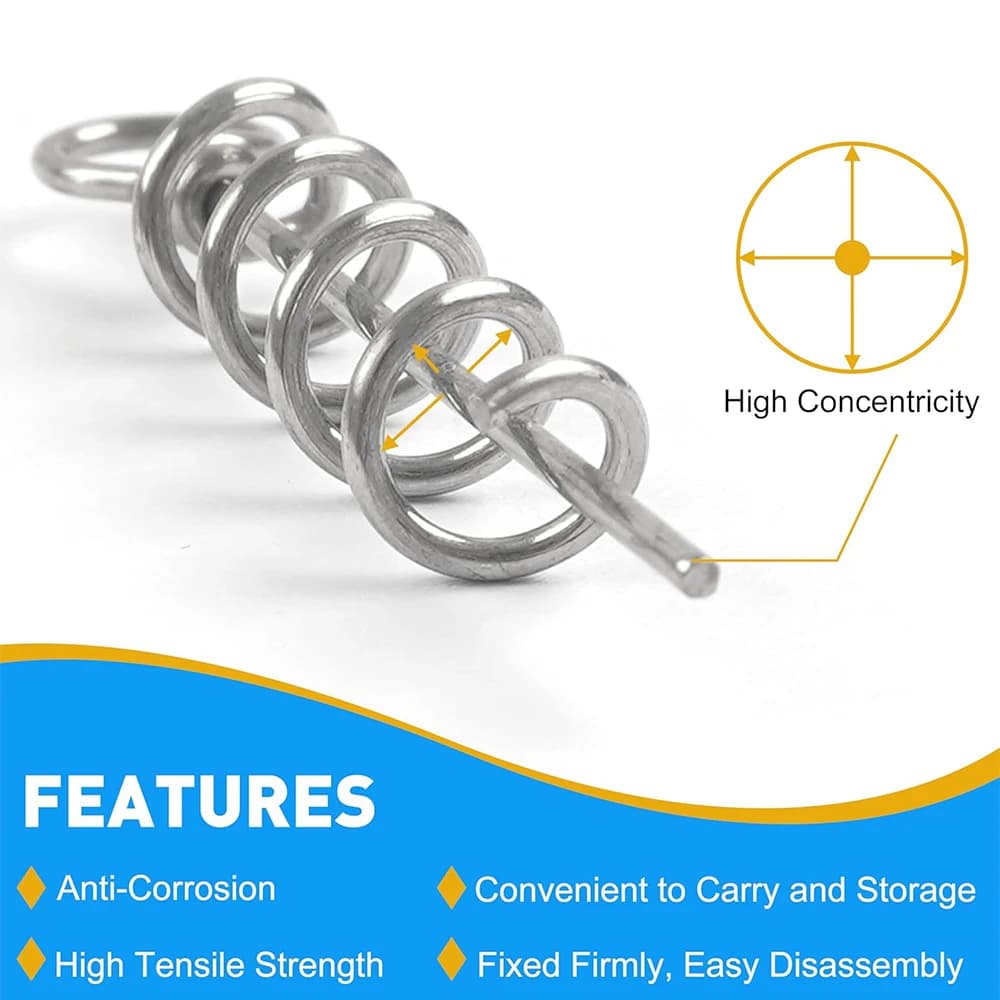 50 pièces ressort de verrouillage twist lock pour hameçons crank centering pin vis appâts vers leurres