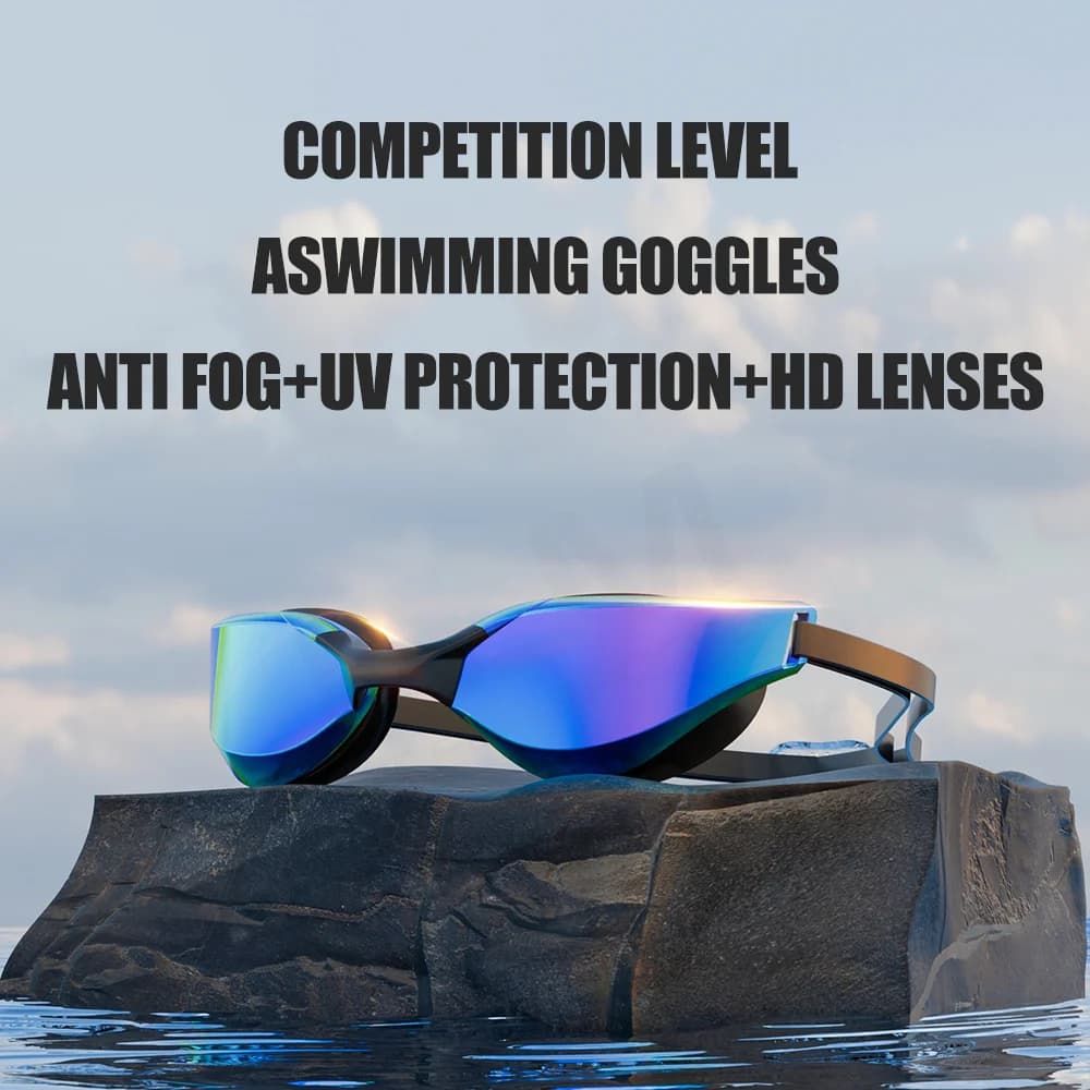 Lunettes de natation professionnelles JSJM adultes anti-buée HD grand angle étanches réglables silicone