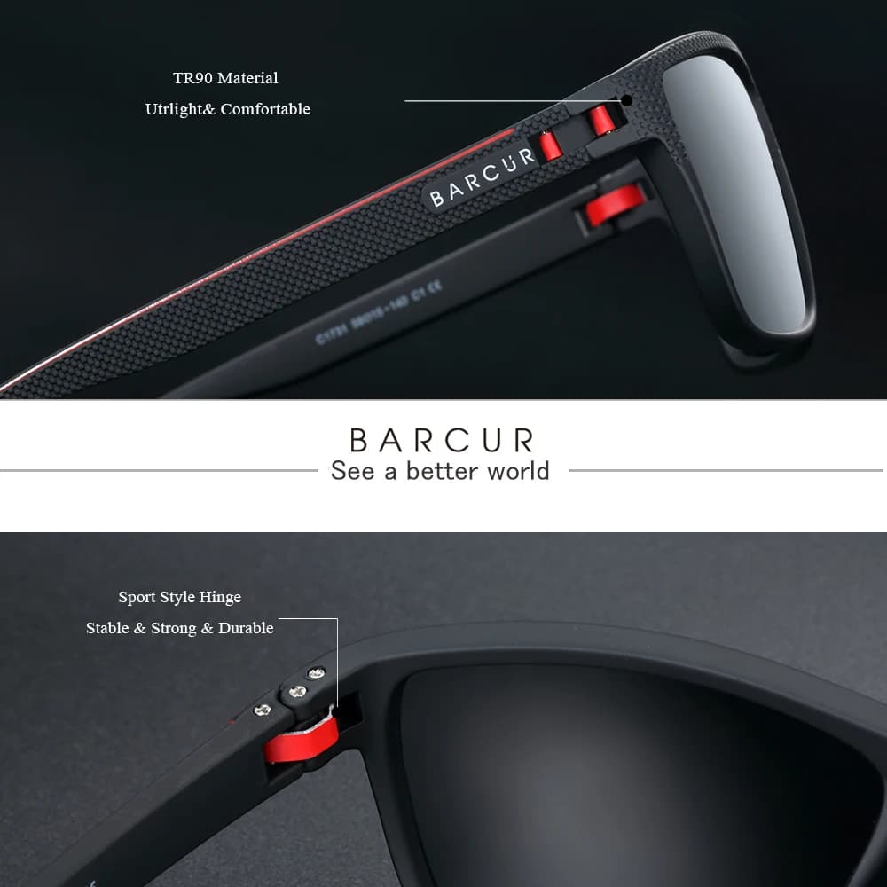 Lunettes de pêche polarisées BARCUR Outdoor TR90 légères pour hommes et femmes voyage