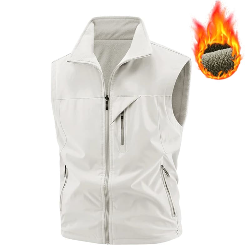 Veste polaire chaude hiver pêche photographe coupe-vent col montant double face homme
