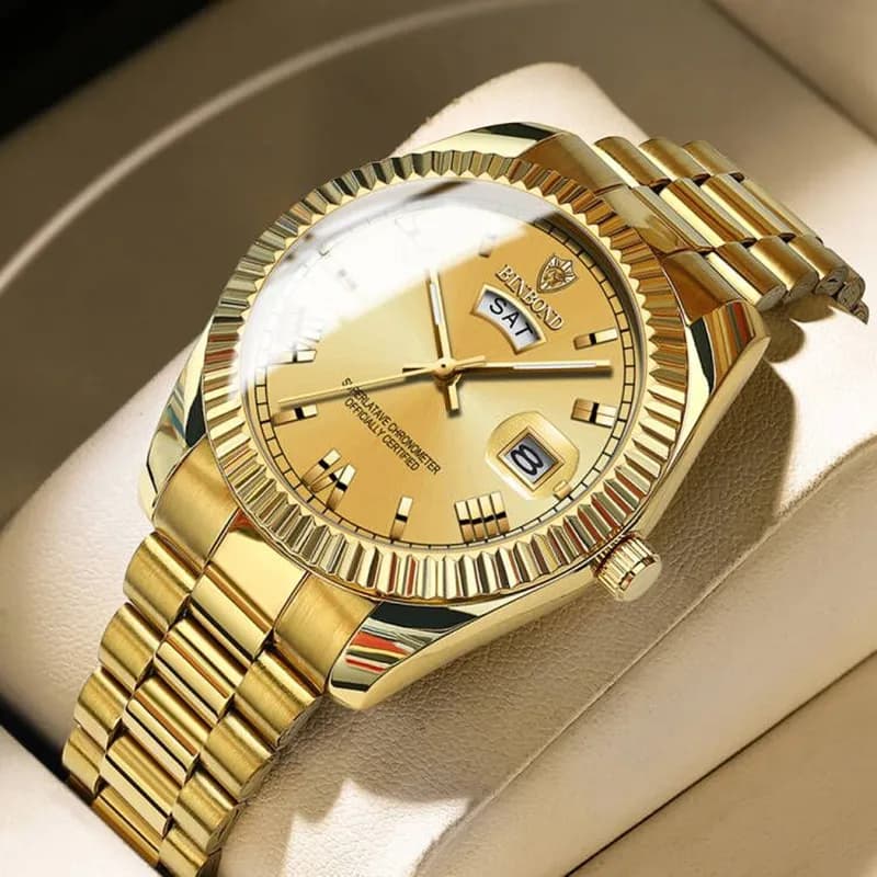 Montre homme BINBOND sport quartz étanche affichage numérique bracelet acier inoxydable pour pêche et business