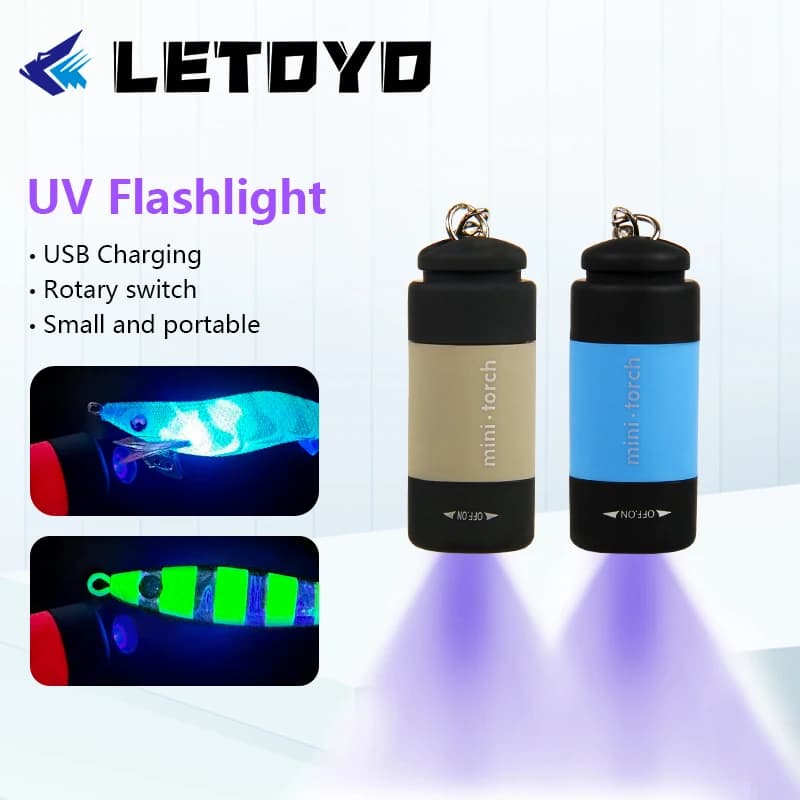Lampe UV portable rechargeable étanche LETOYO pour pêche au calmar et leurres métalliques