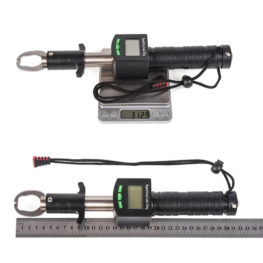 Pince à poissons inox avec balance intégrée 25kg - Gripper lip clamp numérique pour contrôle et pesée précise