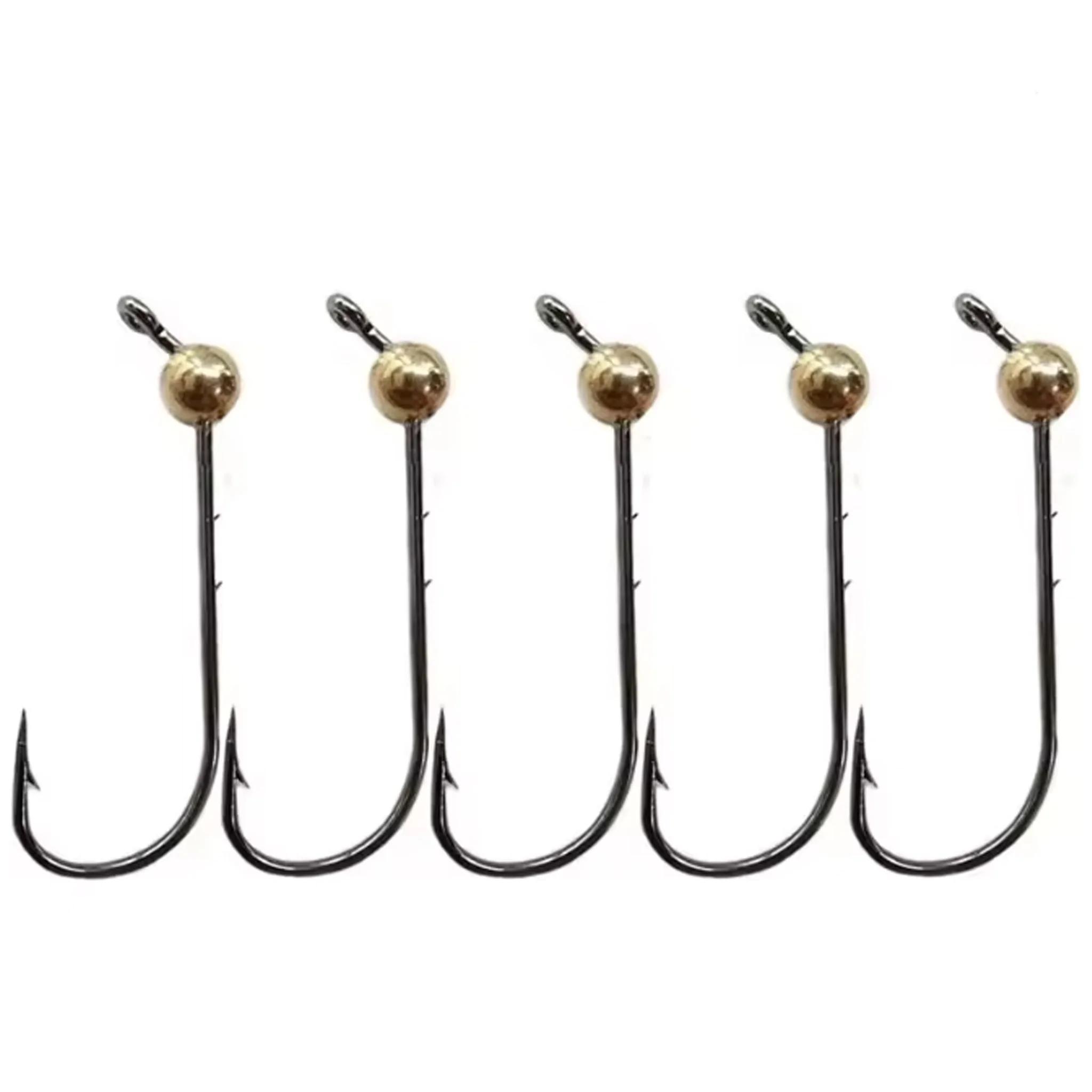 Lot de 5 hameçons jig micro 0.5g à 4g tête cuivre pour leurres souples et mini crankbait