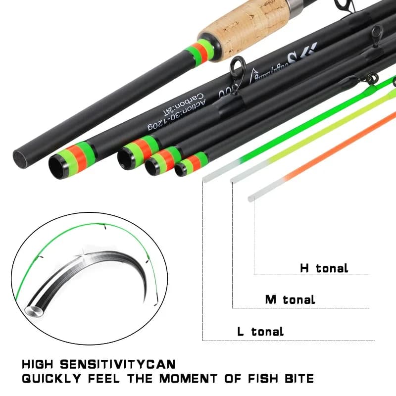 Canne feeder Sougayilang 3m manche liège carbone power L M H travel rod carp feeder pêche