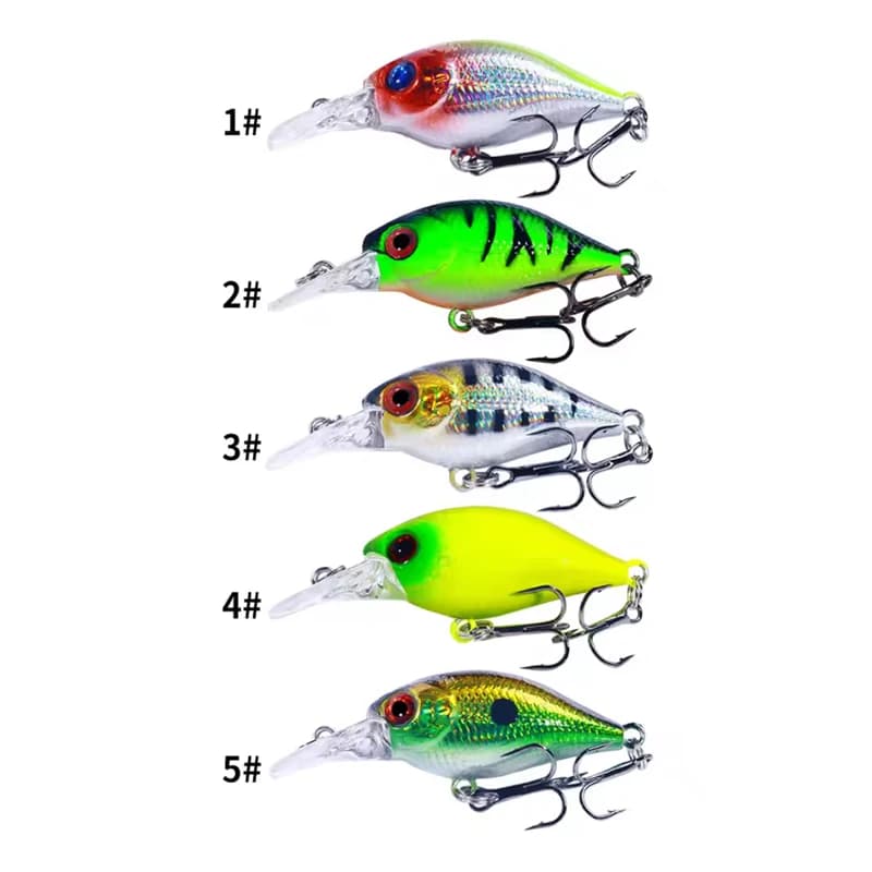 Set 5Pcs Crankbait 4.4g 5cm - leurres crank pour pêche en surface du black bass, brochet et poisson rock