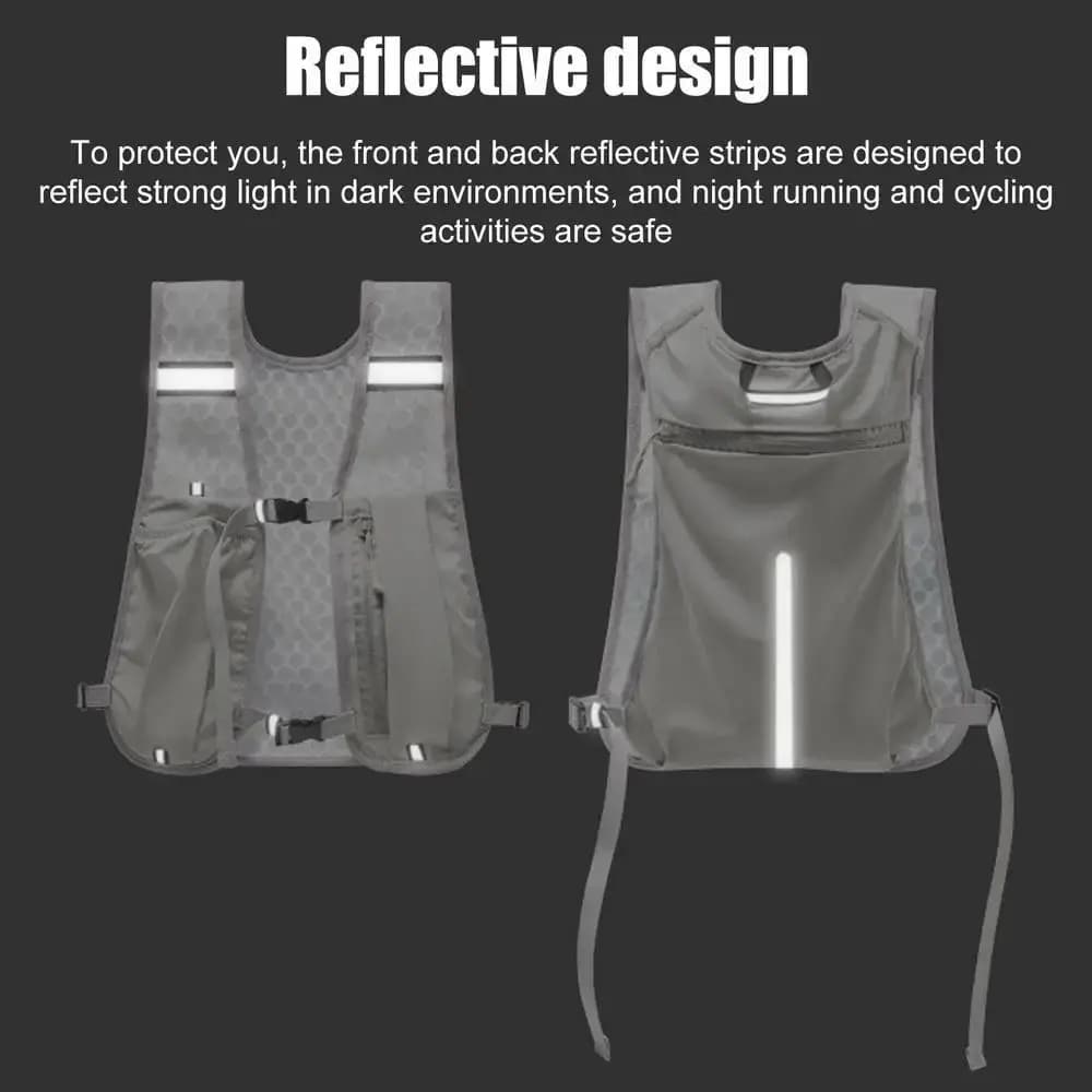 Veste running hydratation légère - Gilet porte-bidon réfléchissant avec support téléphone pêche